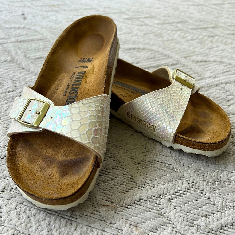 Birkenstock Madrid One Strap Comfort Sandal - Eggshell Python Size 38